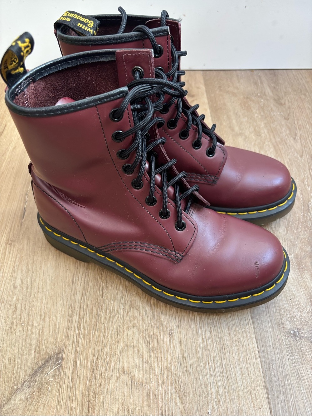 Dr. Martens 1460 Men's Burgundy Leather Lace Up Boots Mens Size 6 alt